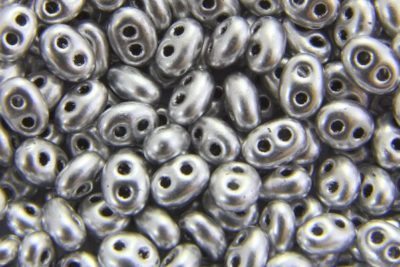 Satined Silver Preciosa Twin Beads