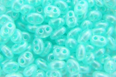 Satined Bright Turquoise Preciosa Twin Beads