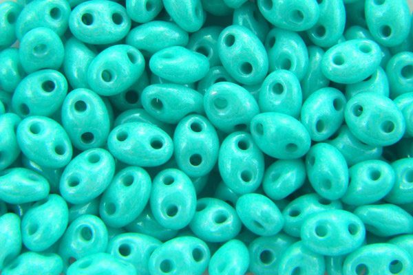 Satined Peppermint Preciosa Twin Beads