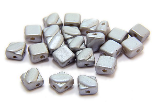 Satined Silver Czech Silky Beads