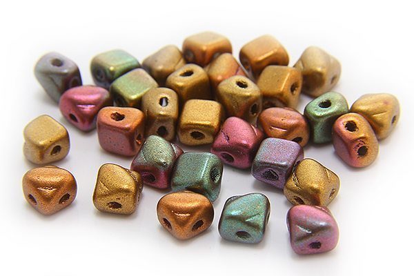 Satined Copper Violet Mix Czech Silky Beads