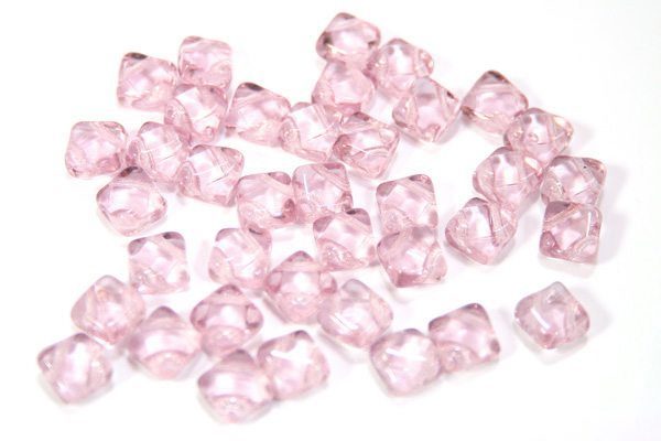 Transparent Pink Lavender Czech Silky Beads