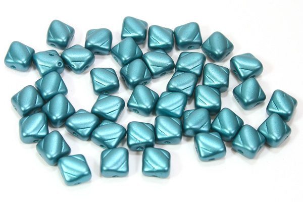 Satined Dark Teal Czech Silky Beads