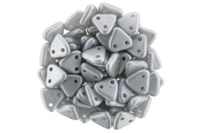 Satin Silver 2-Hole Triangle Beads