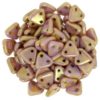 Gold Lustred Rose 2-Hole Triangle Beads