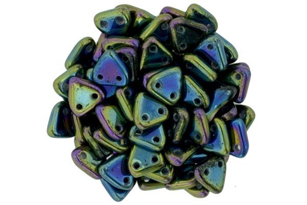 Iris Green 2-Hole Triangle Beads