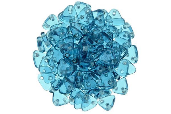 Transparent Teal 2-Hole Triangle Beads