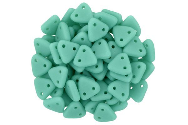 Matte Opaque Turquoise 2-Hole Triangle Beads