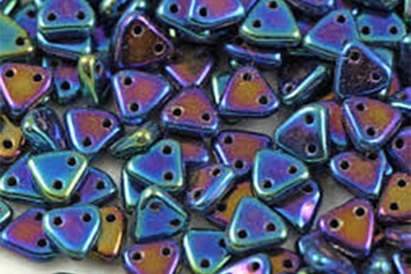 Iris Blue 2-Hole Triangle Beads