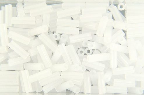 Opalescent White Preciosa Bugle Beads