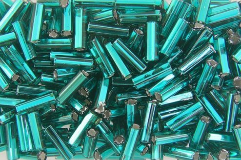 Silver Lined Teal Preciosa Bugle Beads