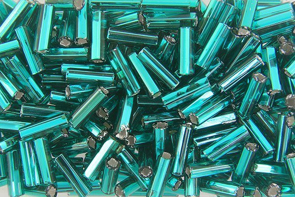 Silver Lined Teal Preciosa Bugle Beads