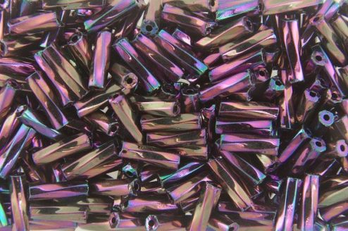 Magenta Iris Twisted Preciosa Bugle Beads