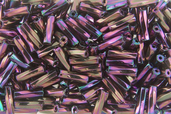 Magenta Iris Twisted Preciosa Bugle Beads