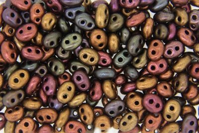 Satin Copper Violet Mix Preciosa Twin Beads