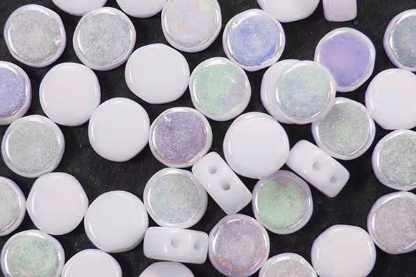 Opaque White AB DiscDuo Beads