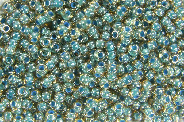 Aqua Lined Amber Preciosa Seed Beads