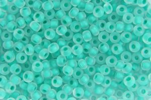 Frosted Colour Lined Turquoise Preciosa Seed Beads