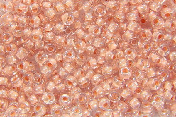 Colour Lined Lustre Peach Preciosa Seed Beads