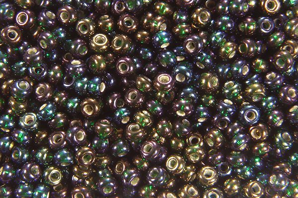 Metallic Black Rainbow Preciosa Seed Beads