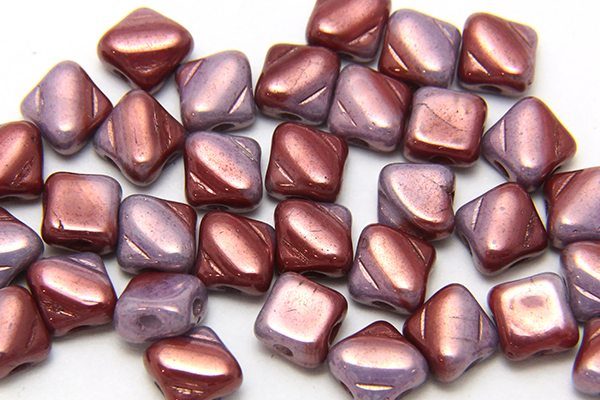 Cranberry Swirl Czech Silky Beads