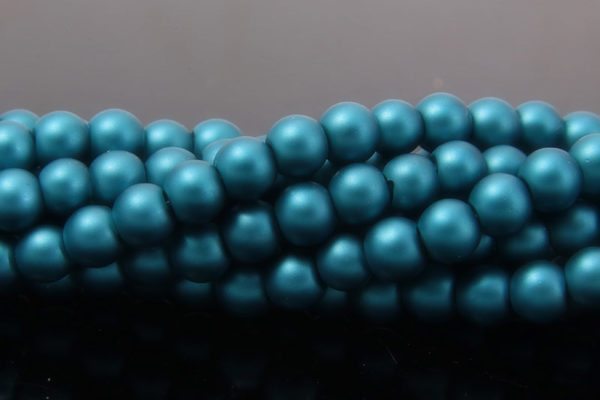 Teal Satin Glass Pearls