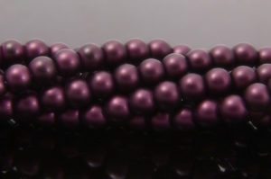 Deep Plum Satin Glass Pearls