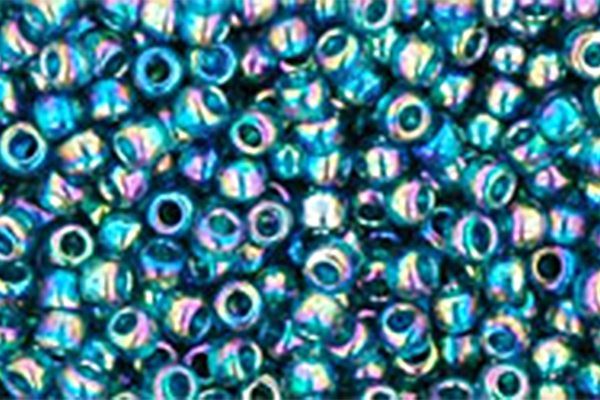 Transparent Rainbow Teal Toho Round Seed Beads