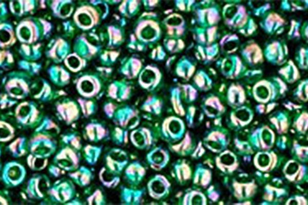 Transparent Rainbow Green Emerald Toho Round Seed Beads