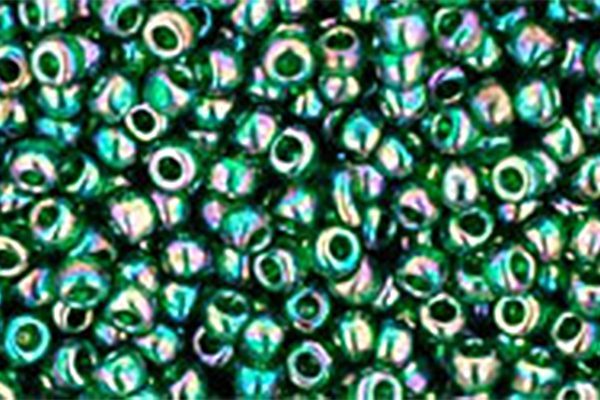 Transparent Rainbow Green Emerald Toho Round Seed Beads