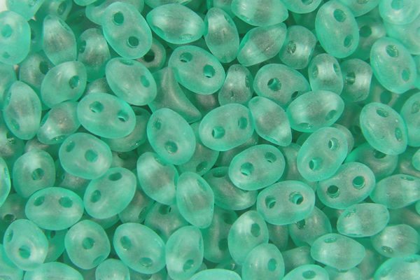 Matt Transparent Aqua Green Precision Twin Beads