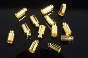 4mm Gold Glue In End Caps 16pcs