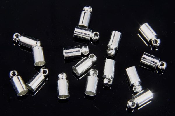 4mm Silver Glue In End Caps 16pcs