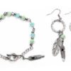 emerald waters serenity feather necklace bracelet and earrings