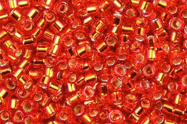 Silver Lined Flame Red Delica Beads