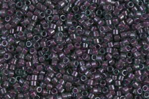 Lined Green/Maroon Luster Delica Beads