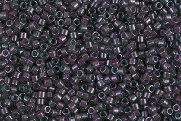 Lined Green/Maroon Luster Delica Beads