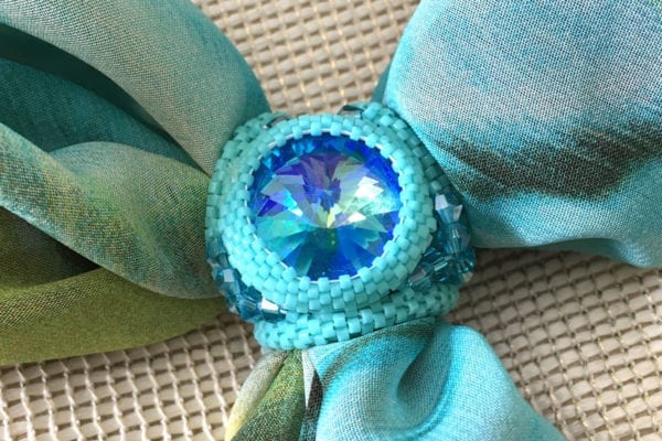 Sparkling Turquoise Crystal Scarf and Sarong Ring - Makes 2 - Image 4