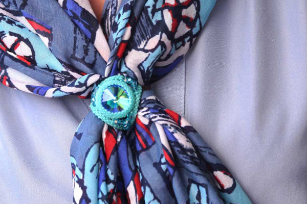 Sparkling Turquoise Crystal Scarf and Sarong Ring - Makes 2