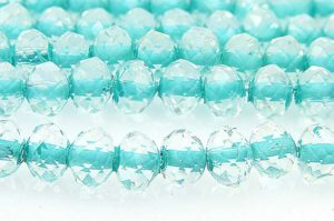 Colour Lined Turquoise Facetted Crystal Donuts