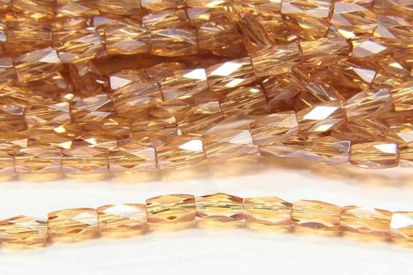 Transparent Champagne Lustre Facetted Crystal Bugles