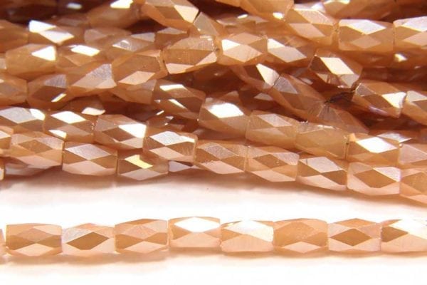 Opaque Golden Lustre Facetted Crystal Bugles