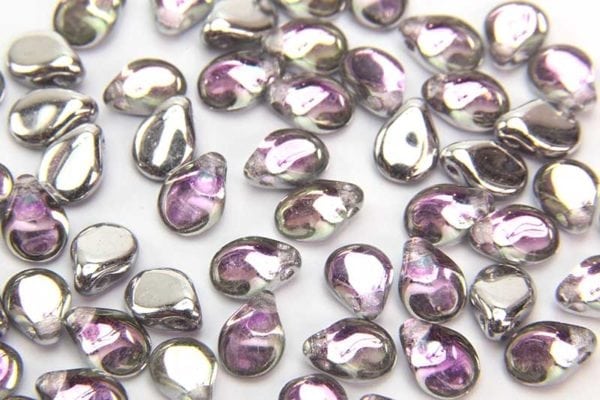 Silver Coated Lilac Pip Beads