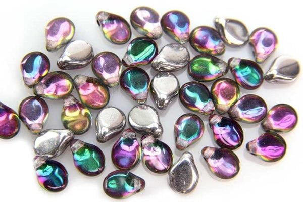 Silver Coated Rainbow Pip Beads