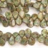 Picasso Aqua Olivine Pip Beads