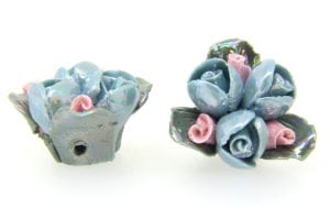 3 Glazed French Blue Roses