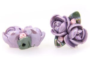 2 Large Glazed Lilac Roses