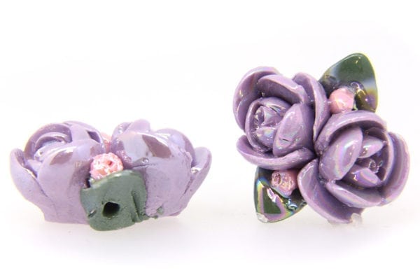 2 Large Glazed Lilac Roses