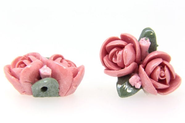 2 Large Glazed Pink Roses