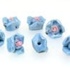 French Blue Glazed Flowers